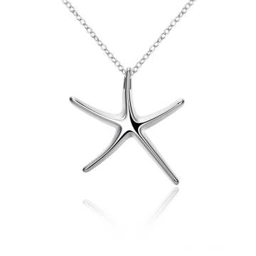 Modern Classical Silver Jewelry Romantic Sea Star Slide Chain Pendant Necklace for Women